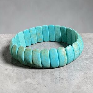Turquoise Stretch Stone Bracelet - Blue Beaded Women’s Bracelet